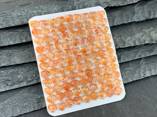 Sunstone heart 5mm cabochon - Calibrated cabochons