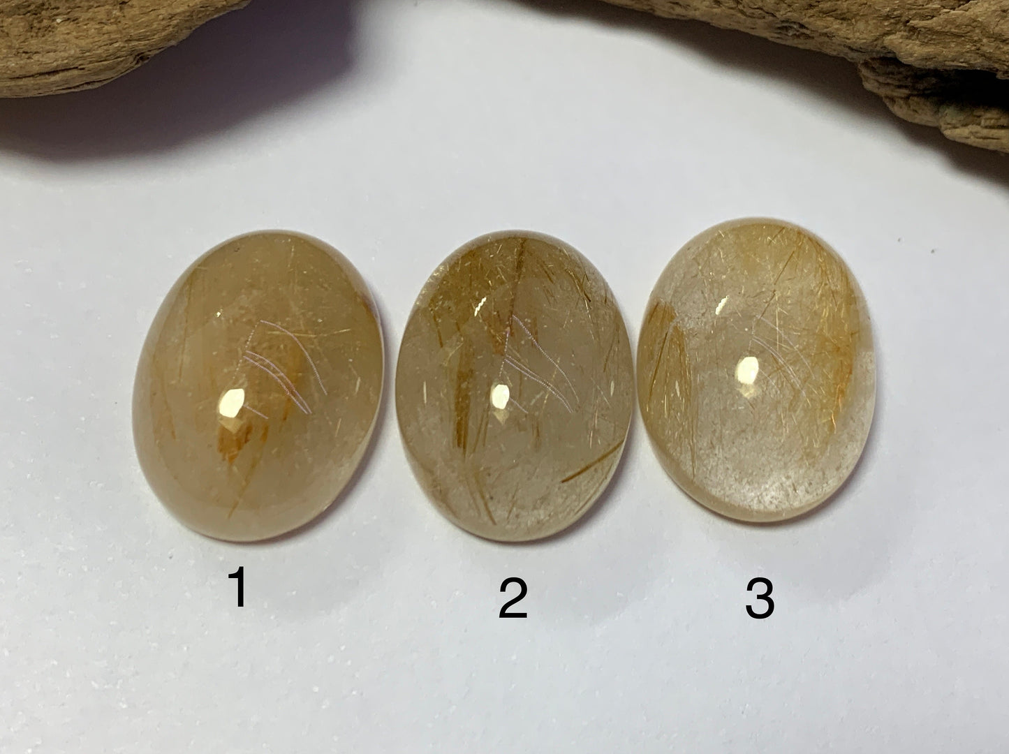 Gold Rutilated Quartz oval 12x16mm Cabochon
