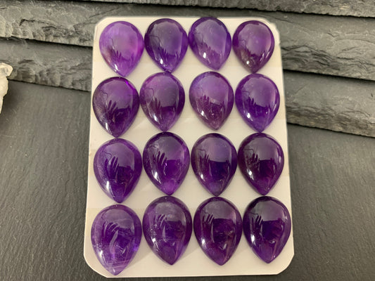 Amethyst pear 15x20mm cabochon - Calibrated cabochons