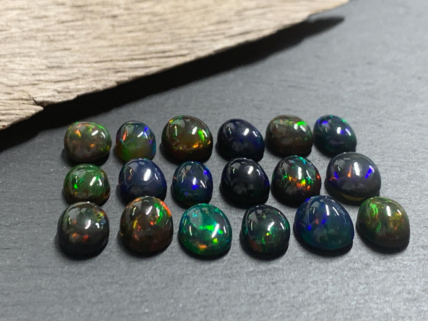 Natural Black Ethiopian Opal oval 10-11mm long Cabochon/ Select your cabochon