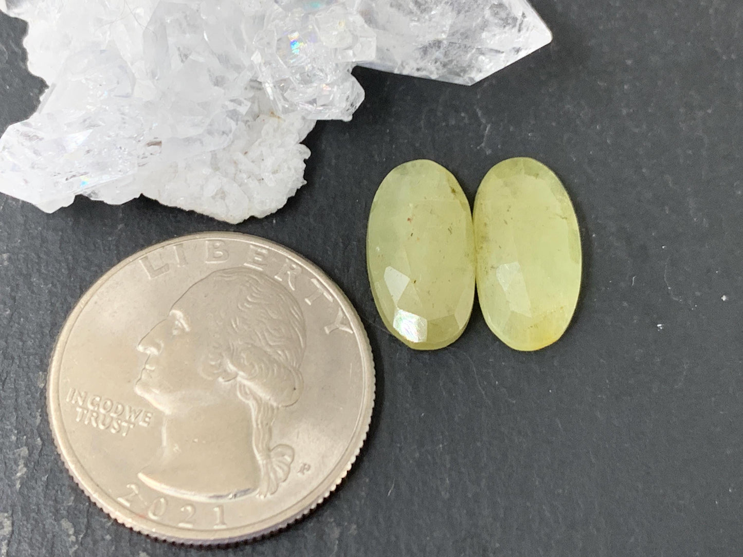 Faceted Yellow Sapphire pair 8x16x35mm cabochon