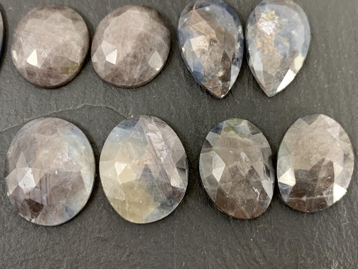 Faceted Star Sapphire pair 12-20mm long cabochon - Sapphire pairs