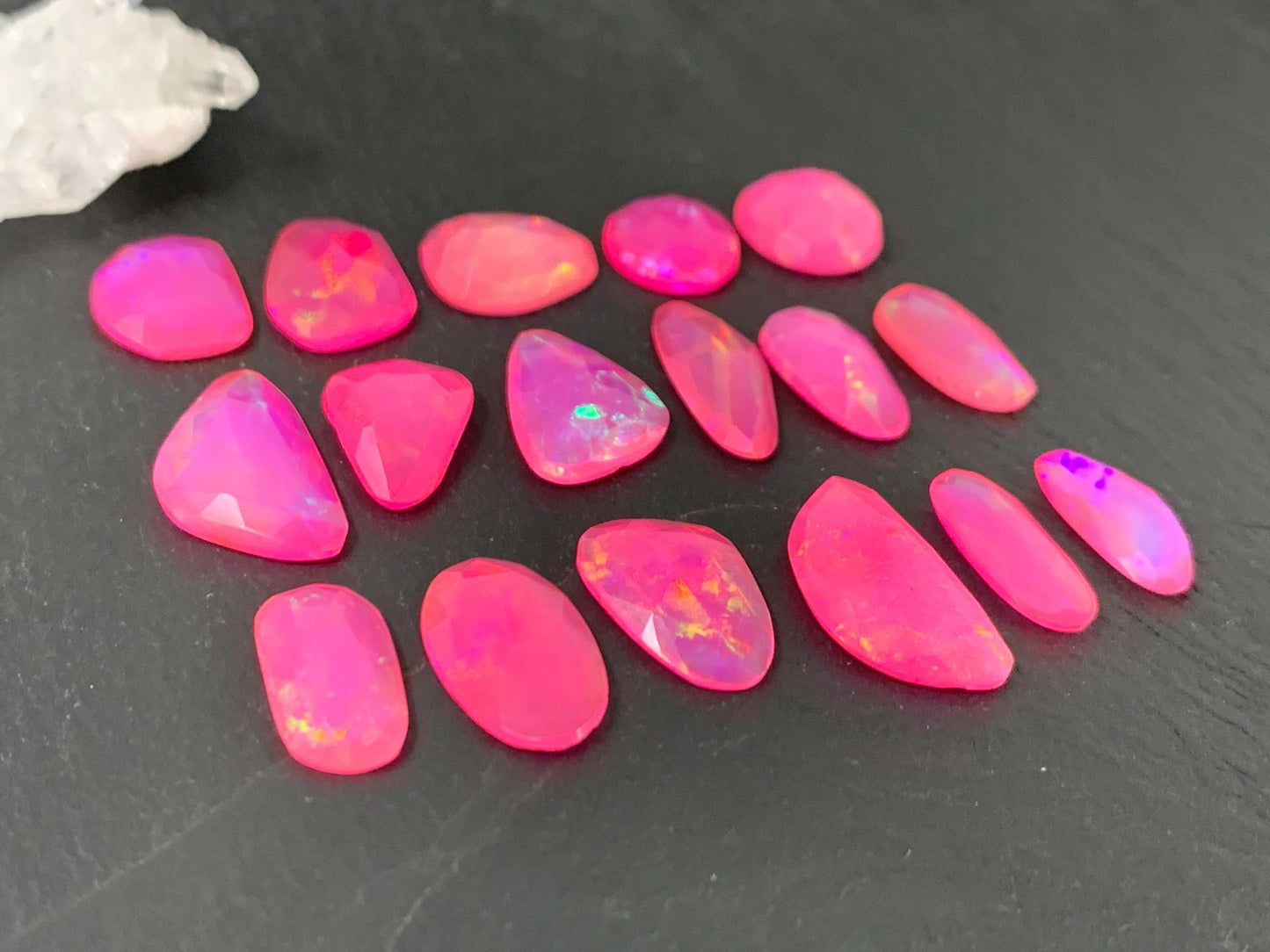 Faceted pink Ethiopian Opal 12-17mm cabochon - free form