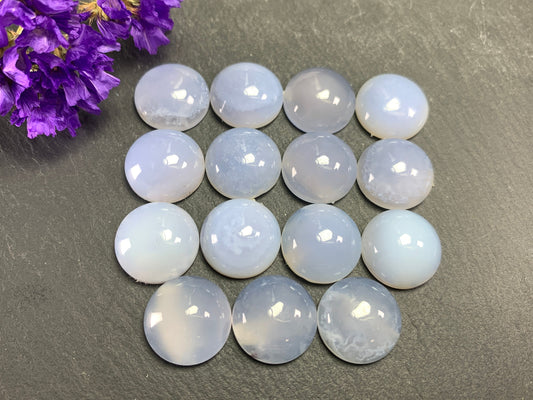 Blue Chalcedony round 15mm cabochon - Calibrated cabochons