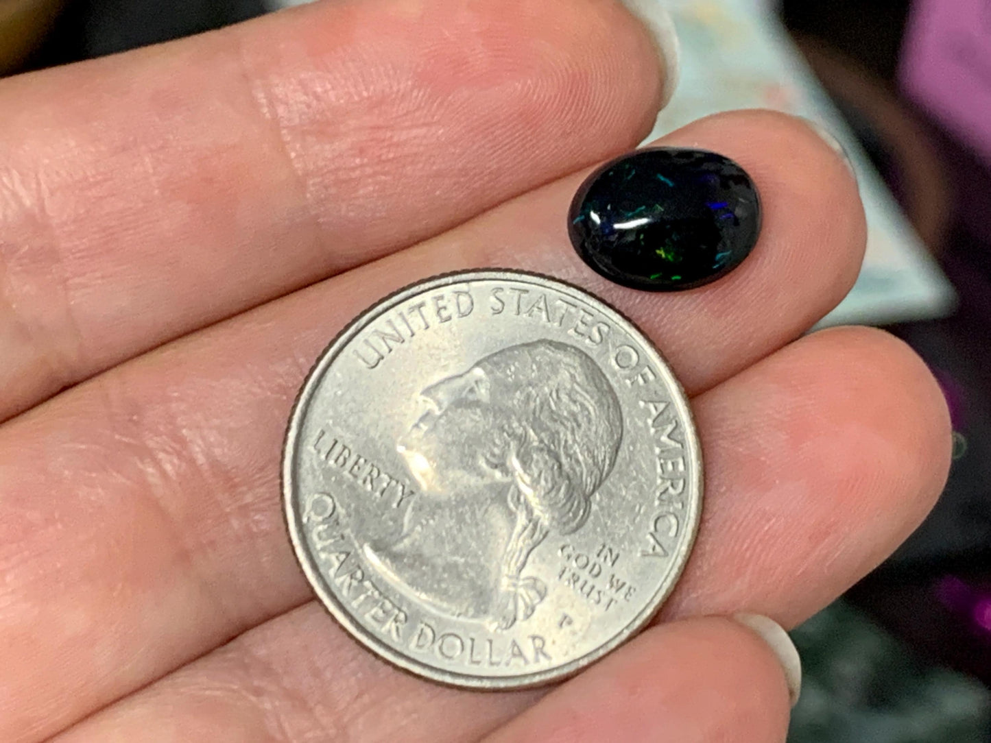 Natural Ethiopian Black Opal 9x11x4mm cabochon