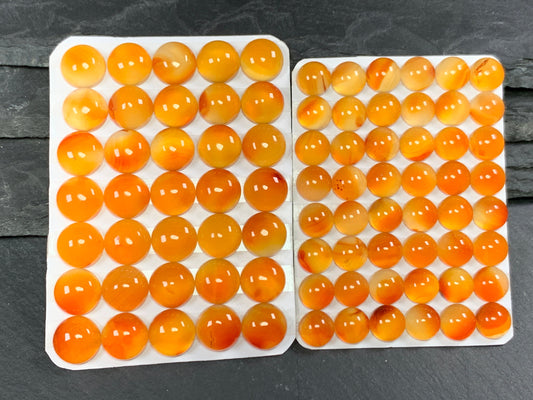 Carnelian round 8mm, 10mm cabochon - Calibrated cabochons
