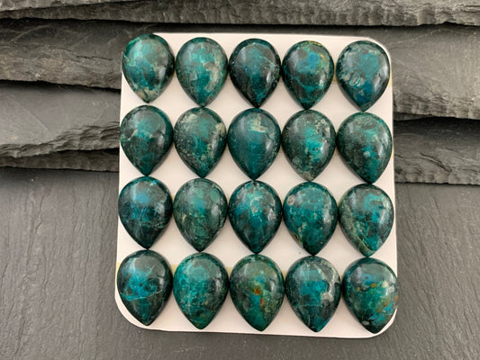 Chrysocolla pear 15x20mm cabochon - Calibrated cabochons