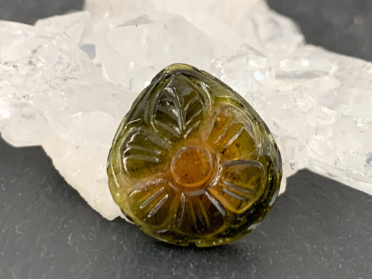 Carved Tourmaline 12x13x4mm cabochon