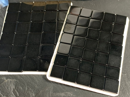 Flat Black Spinel square 10, 12mm cabochon - Calibrated cabochons