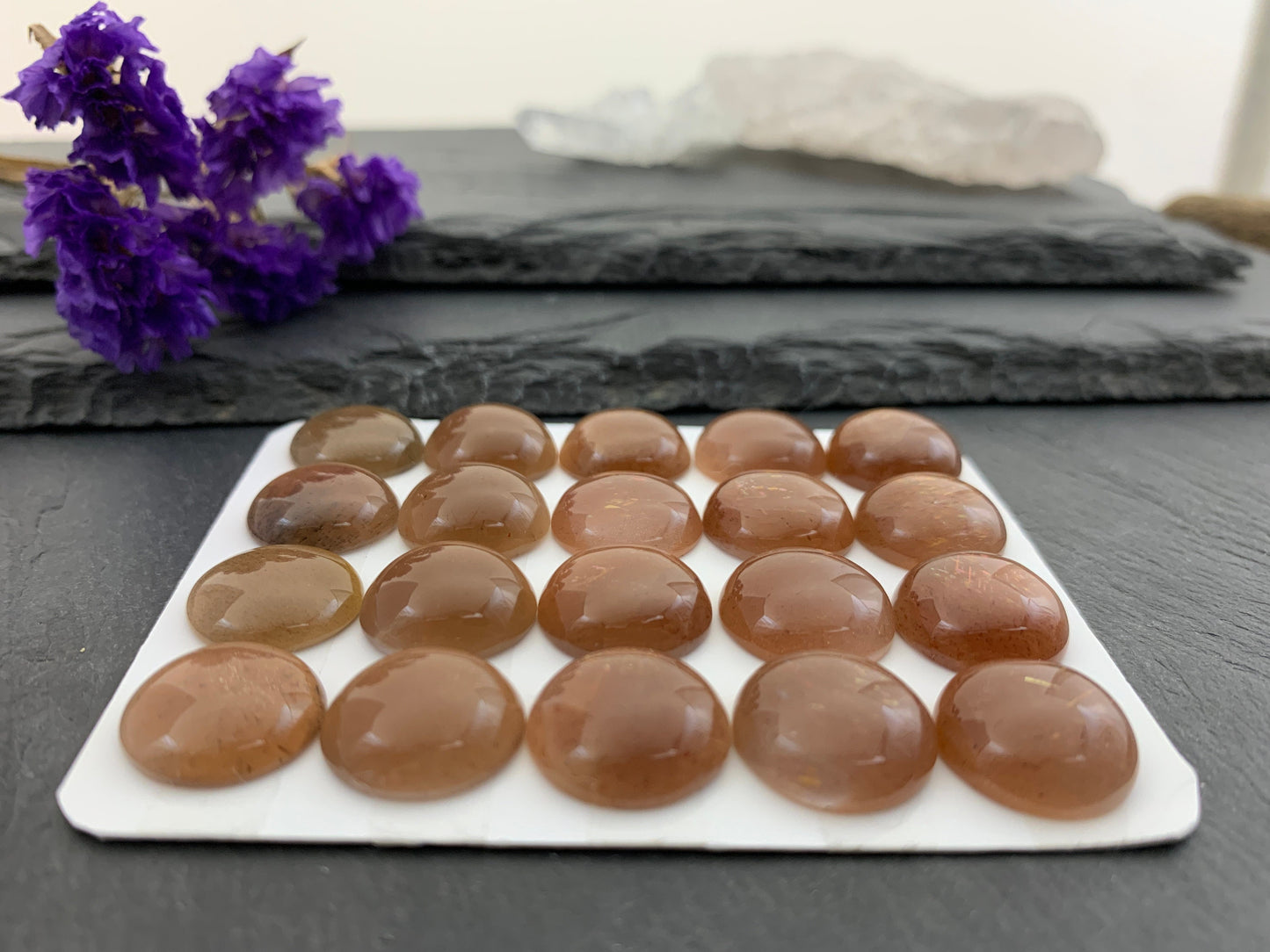 Gold SunStone round 15mm cabochon | Calibrated Cabochons | Natural Sunstone