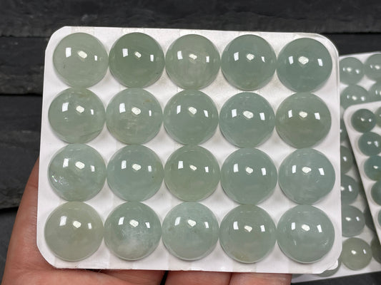 Aquamarine round cabochon 15, 10, 8mm - Calibrated cabochons