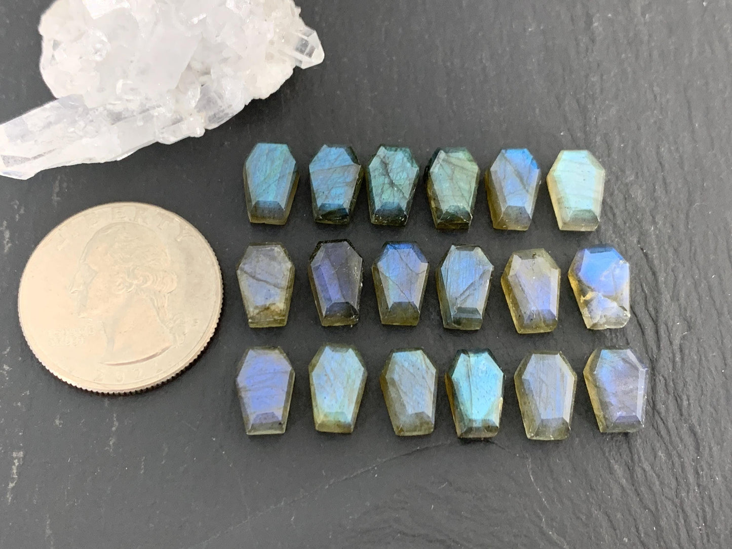Labradorite Coffin 7x10mm Cabochon - Small Earrings Size Coffins