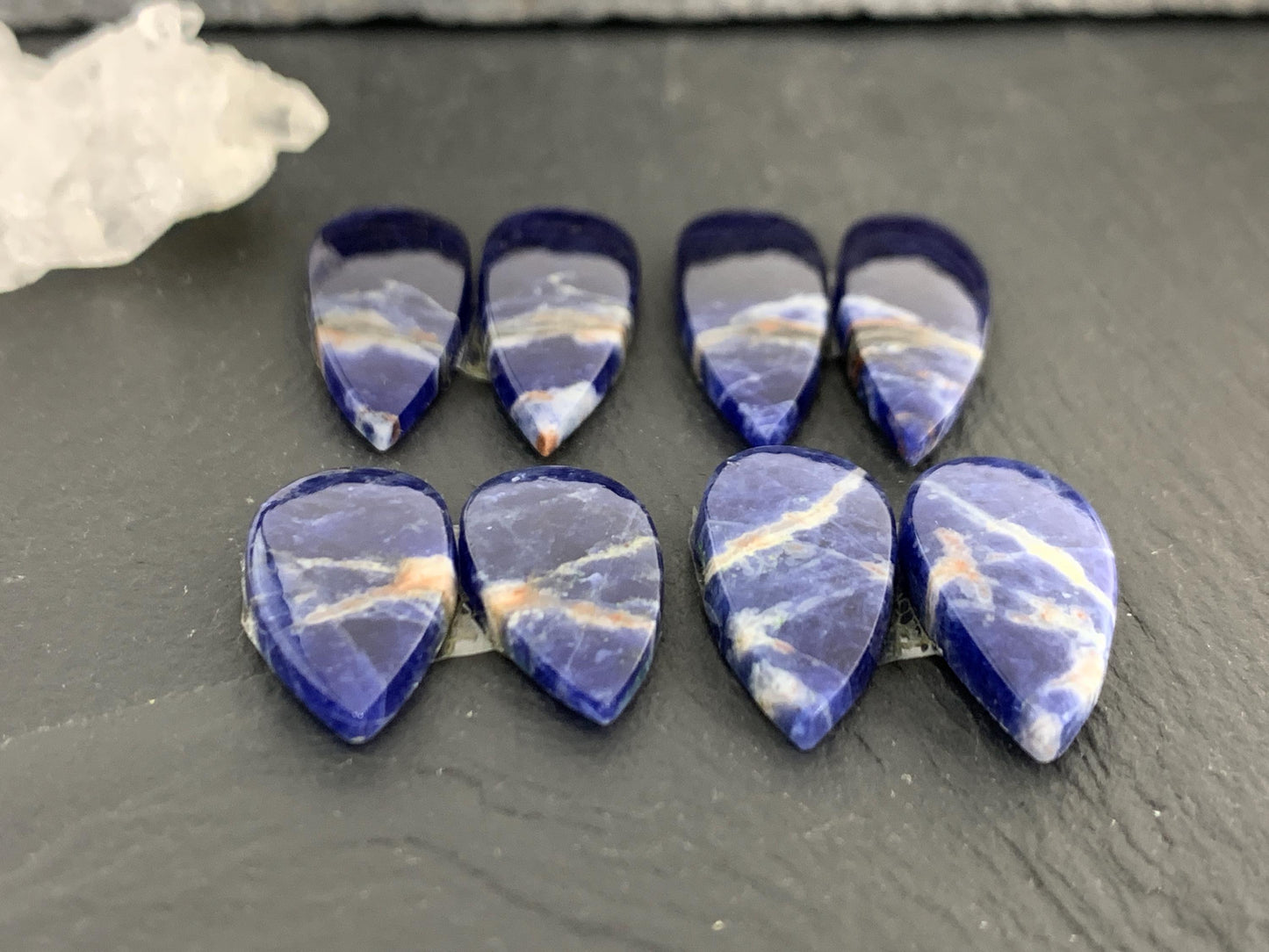 Natural Sodalite pair 21-30mm long cabochon