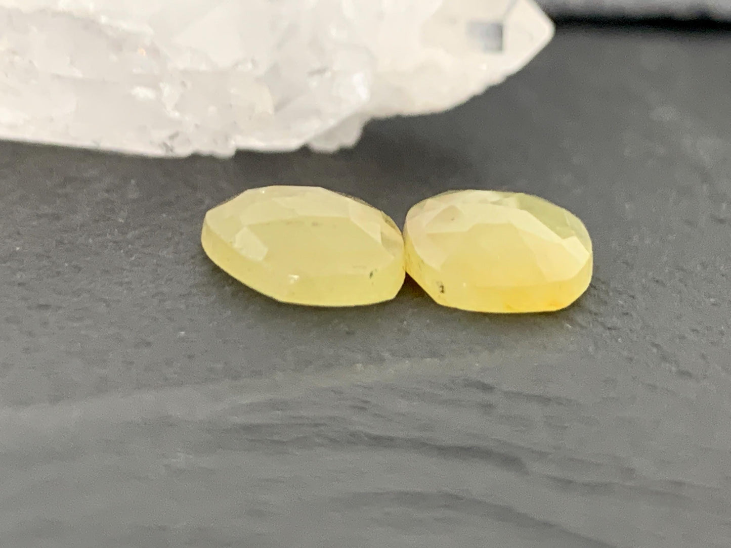 Faceted Yellow Sapphire pair 9x15x3mm cabochon