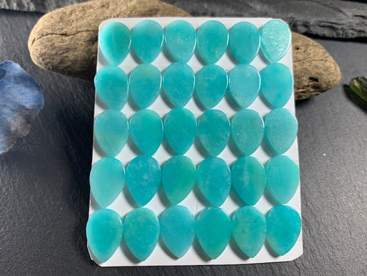 Flat Amazonite pear 10x14mm cabochon - Calibrated cabochons