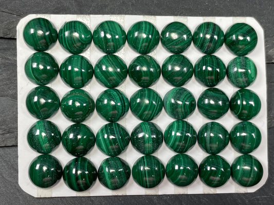 Malachite round 10mm cabochon - Calibrated cabochons