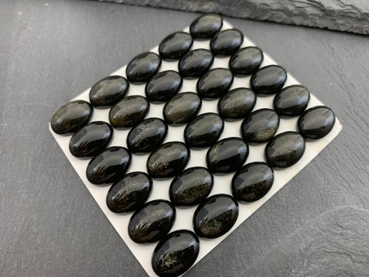 Gold Obsidian Cabochon Oval 10x14mm - Natural Polished Gemstone for Rings