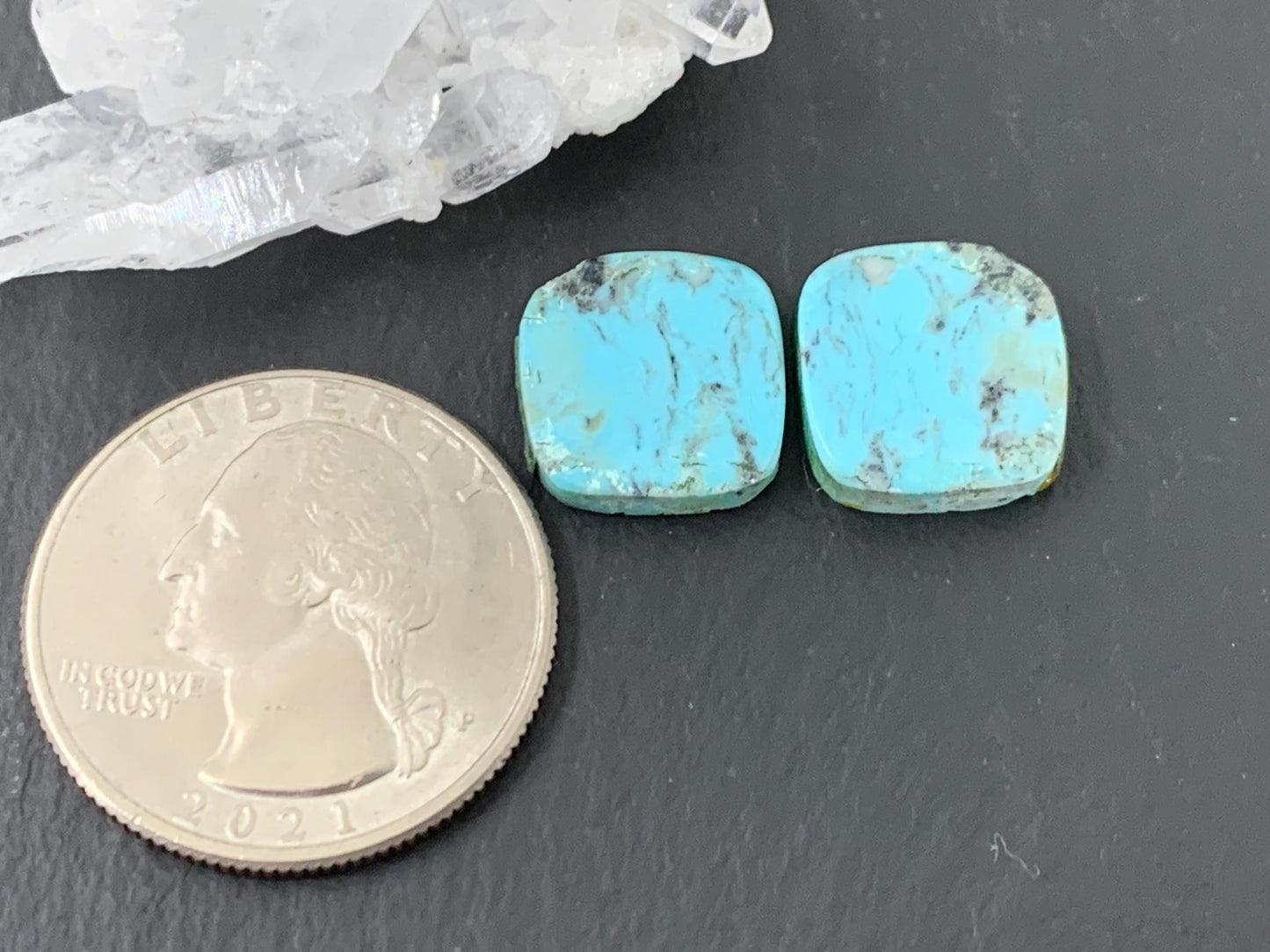 Tibetan Turquoise Pair 12.5mm Cabochon - Hand Cut Cabochon