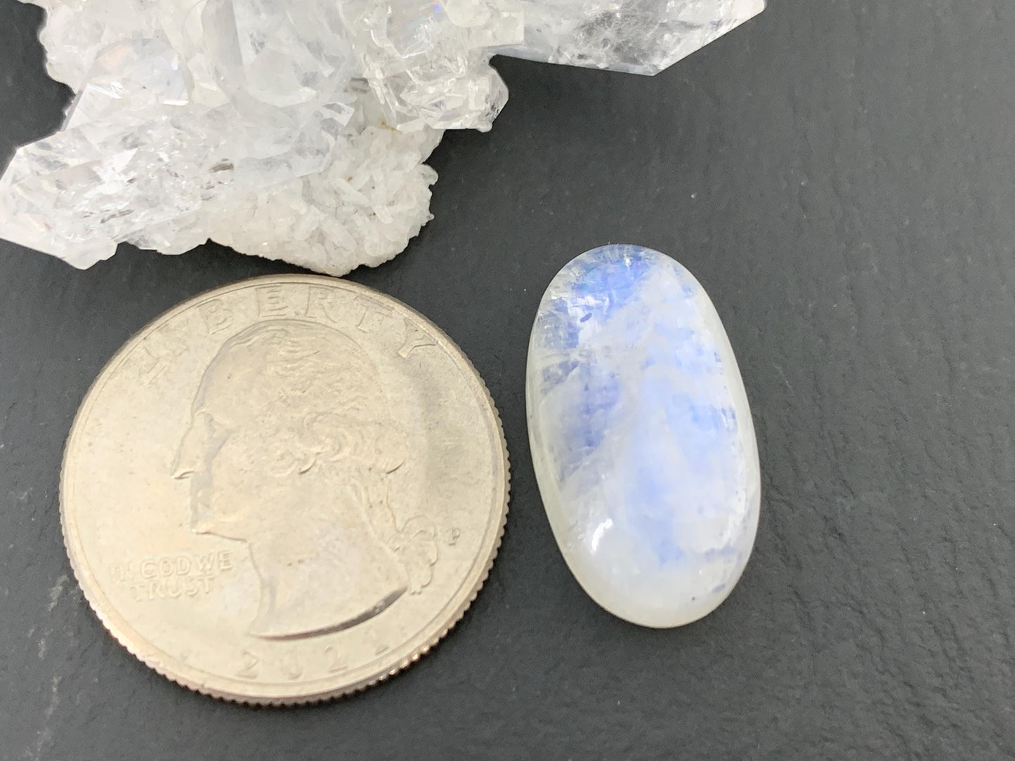 Rainbow Moonstone oval 21x12x7mm cabochon