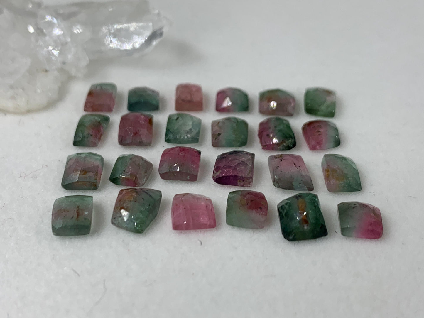 Faceted Watermelon Tourmaline rectangle 5-7mm long cabochon - Second Quality Tourmaline