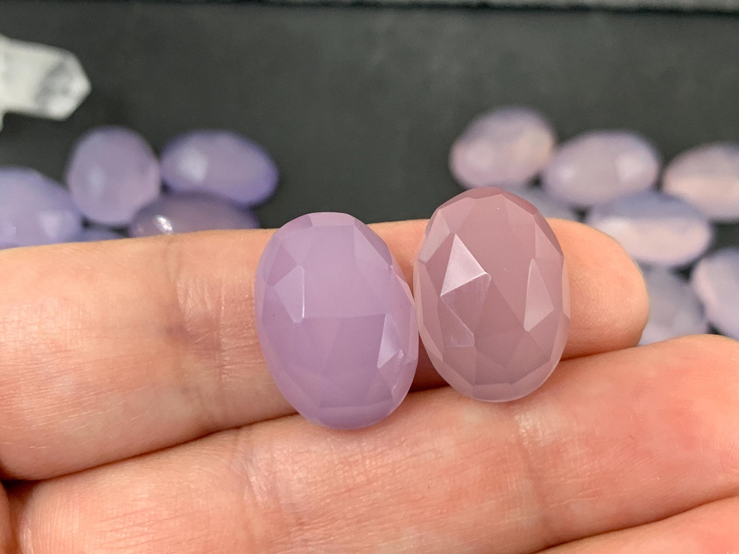 Faceted Lavender Quartz Cabochon 13x18mm - Lab Created Quartz