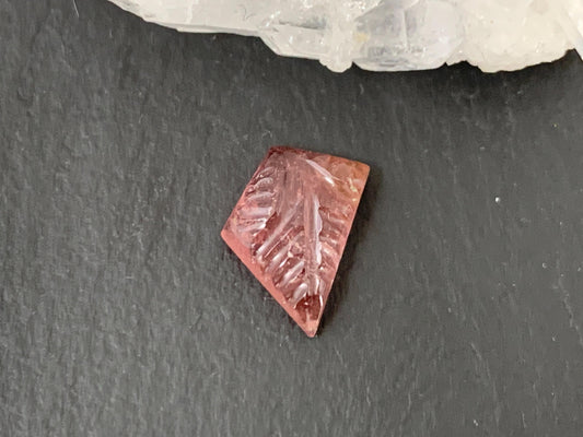 Carved Tourmaline 10x12x4mm cabochon