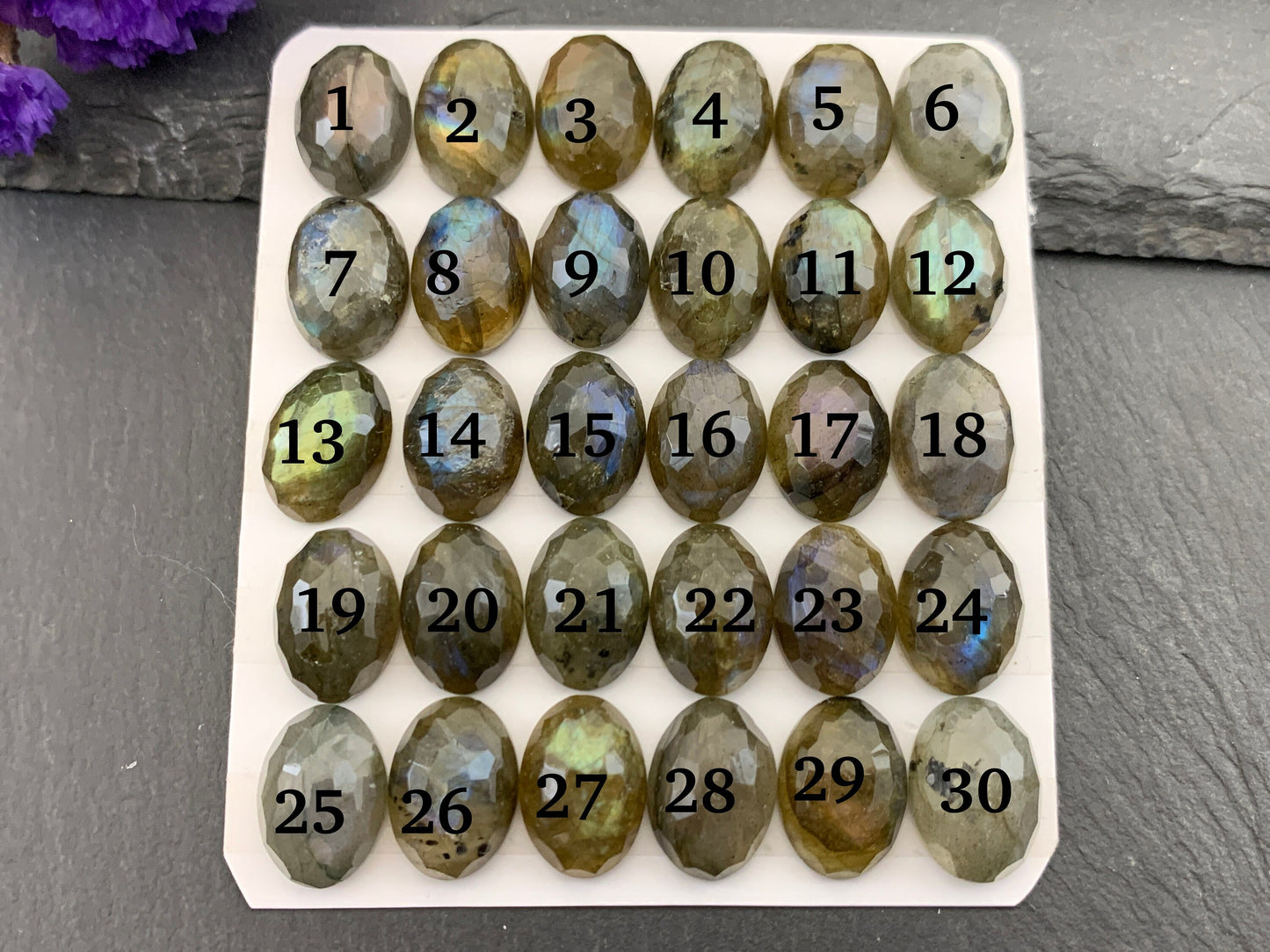 Faceted Labradorite oval 10x14mm cabochon  - Calibrated cabochons