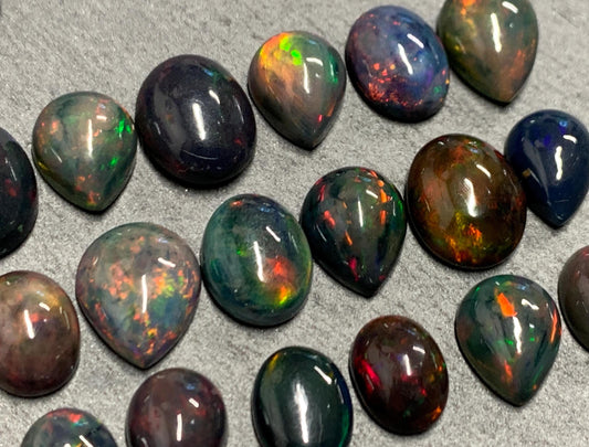 Black Ethiopian Opal 9-11mm long cabochon
