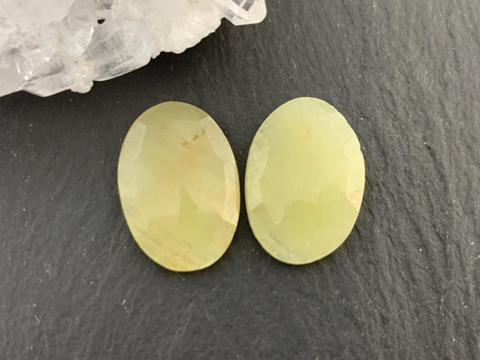 Faceted Yellow Sapphire pair 11x16x3mm cabochon