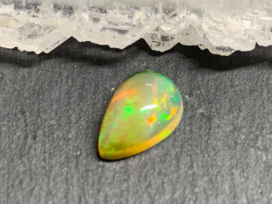 Natural Black Ethiopian Opal pear 8x11x5mm cabochon