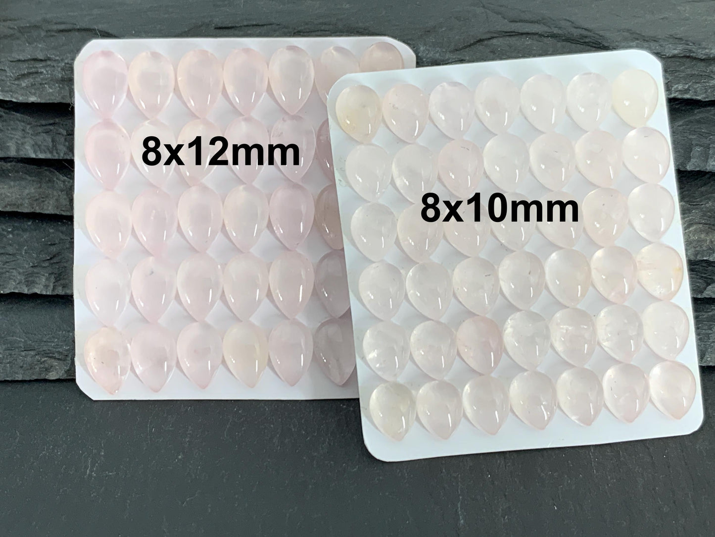 Rose Quartz pear 8x10mm, 8x12mm cabochon - Calibrated cabochons