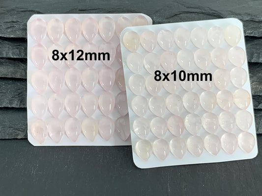Rose Quartz pear 8x10mm, 8x12mm cabochon - Calibrated cabochons