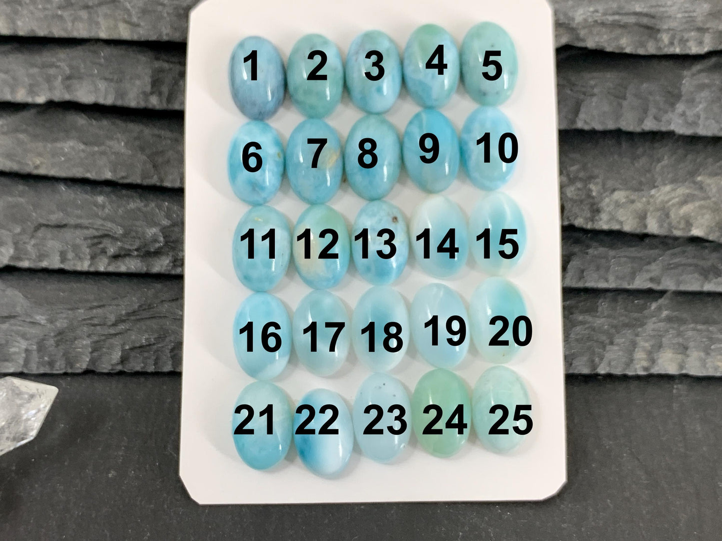 Larimar oval 10x12mm long cabochon - Calibrated cabochons