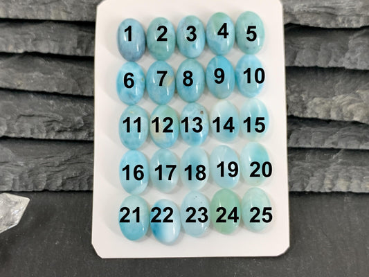 Larimar oval 10x12mm long cabochon - Calibrated cabochons