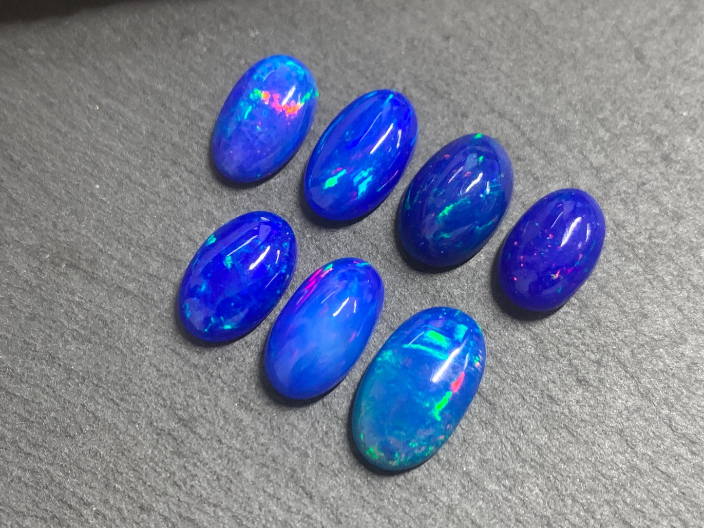Ethiopian Opal oval 11-14mm long cabochon - Natural Opal smoked to blue color
