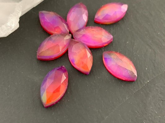 Faceted Aurora Opal marquise 8x16mm cabochon - Doublet cabochons