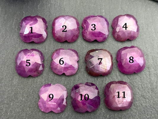 Faceted Silky Star Sapphire flower 11mm cabochon
