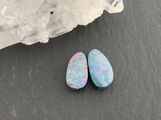 Australian Opal doublet 5x9mm pair of cabochons