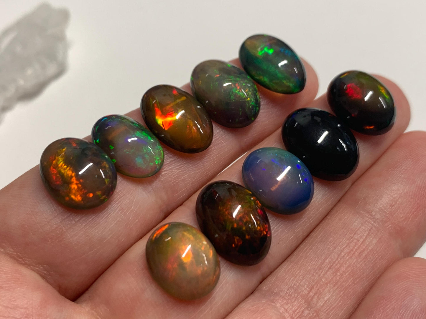 Natural Black  Ethiopian Opal 12-14mm long cabochon/ Select your cabochon
