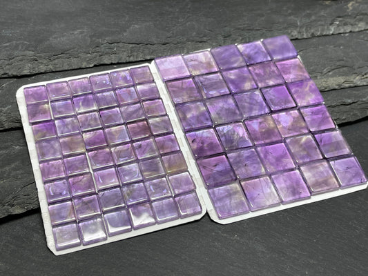 Flat Amethyst Square 8mm, 10mm, 12mm cabochon - Calibrated cabochons