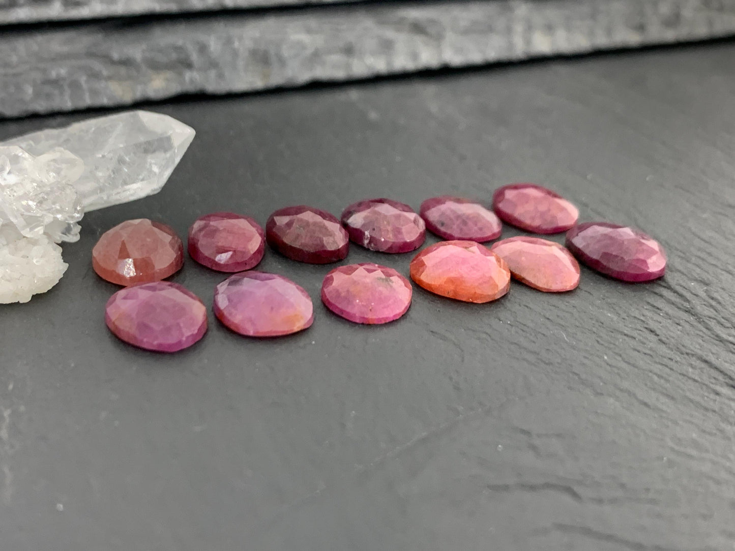 Faceted Ruby 10-12mm long Cabochon