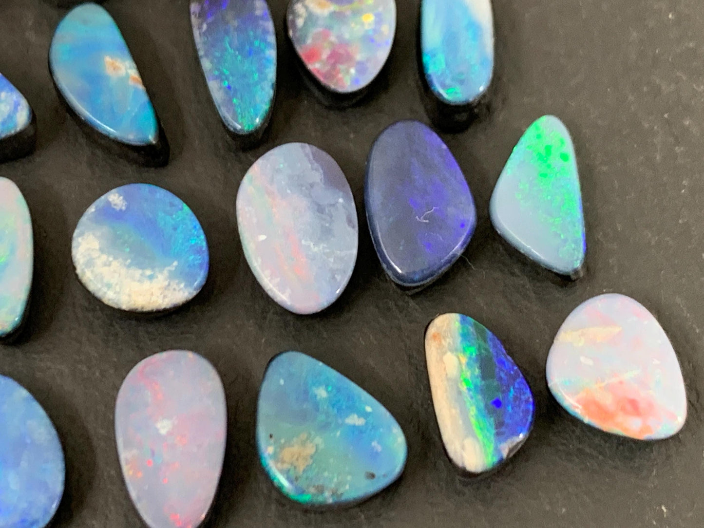 Australian Opal doublet 7-10mm long cabochon