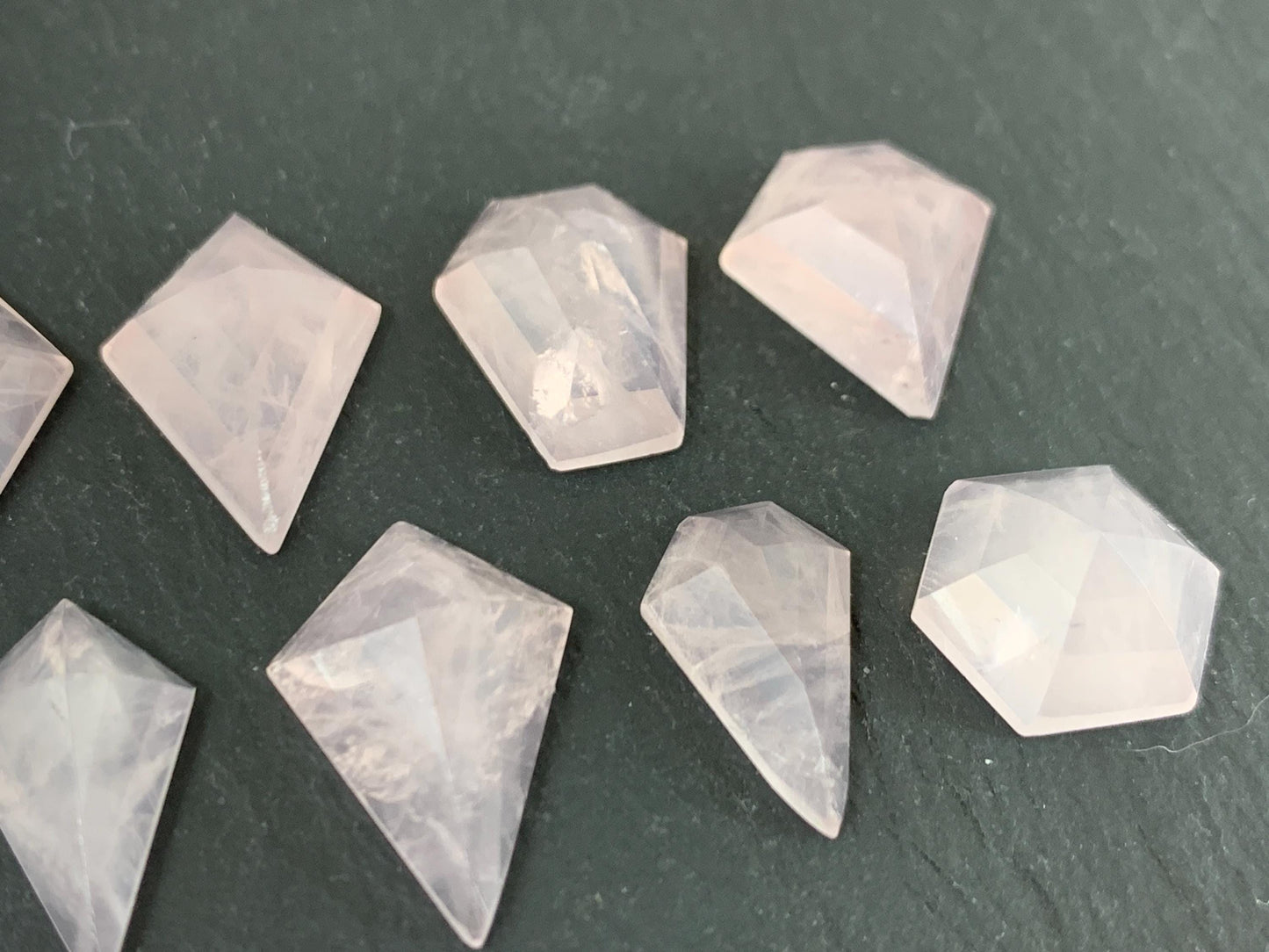 Faceted Rose Quartz  step cut cabochon.