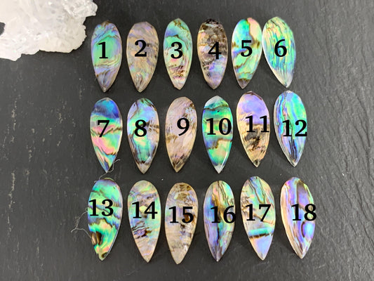 Faceted Abalone Crystal pear 8x20mm cabochon - Doublet cabochons