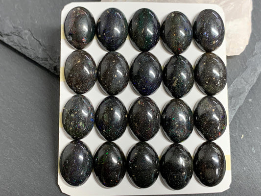 Black Andamooka Opal oval 13x18mm cabochon  - Matrix Australian Opal