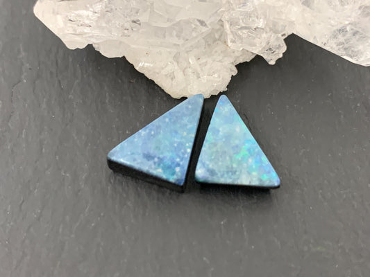 Australian Opal doublet 9x12x3.5mm pair of cabochons - triangle