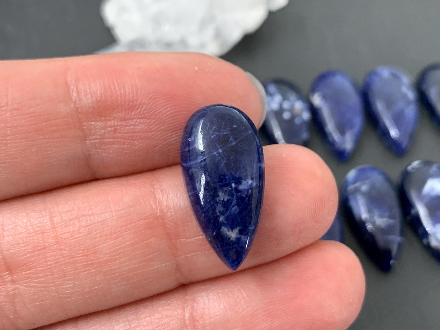 Sodalite pear 10x20mm cabochon