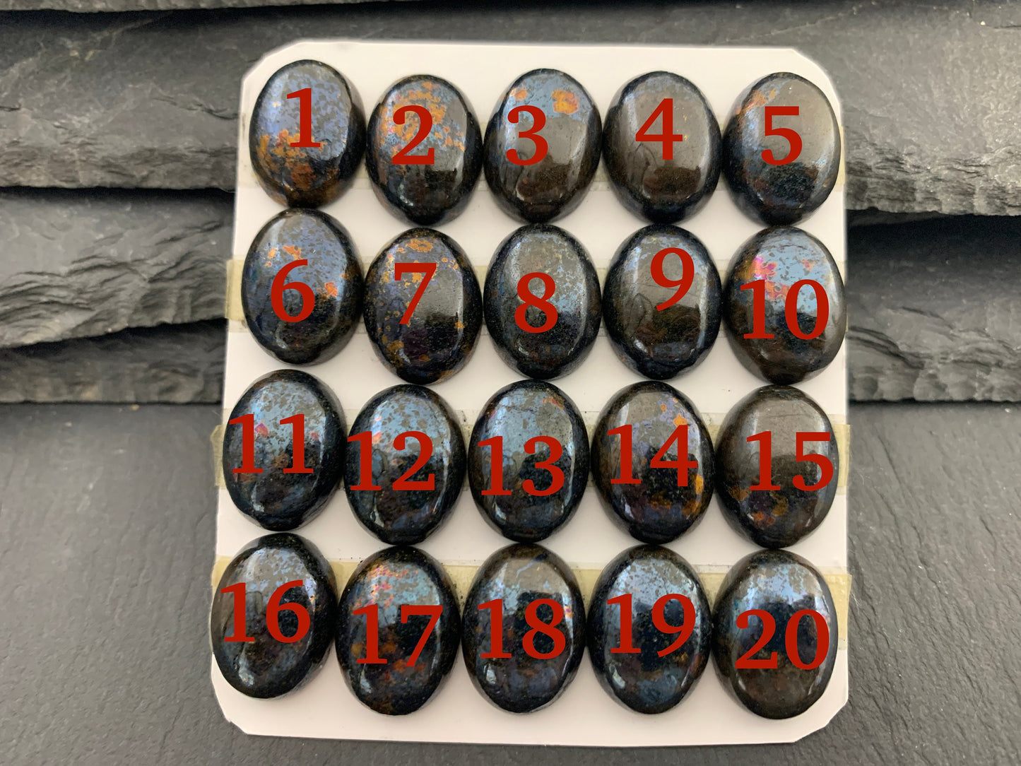 Blue Chalcopyrite oval 12x16mm cabochon - Calibrated cabochons