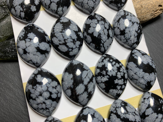 Snowflake Obsidian marquise 18x25mm cabochon - Calibrated cabochons