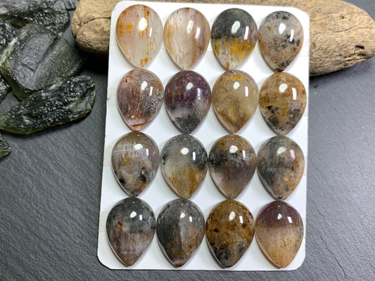 Super 7 pear 15x20mm cabochon - Calibrated cabochons